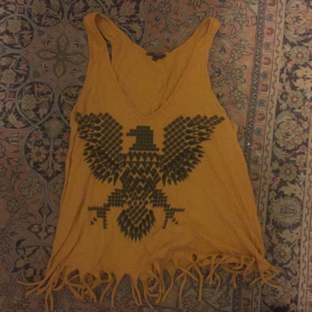 Truly Madly Deeply mustard yellow fringe tank